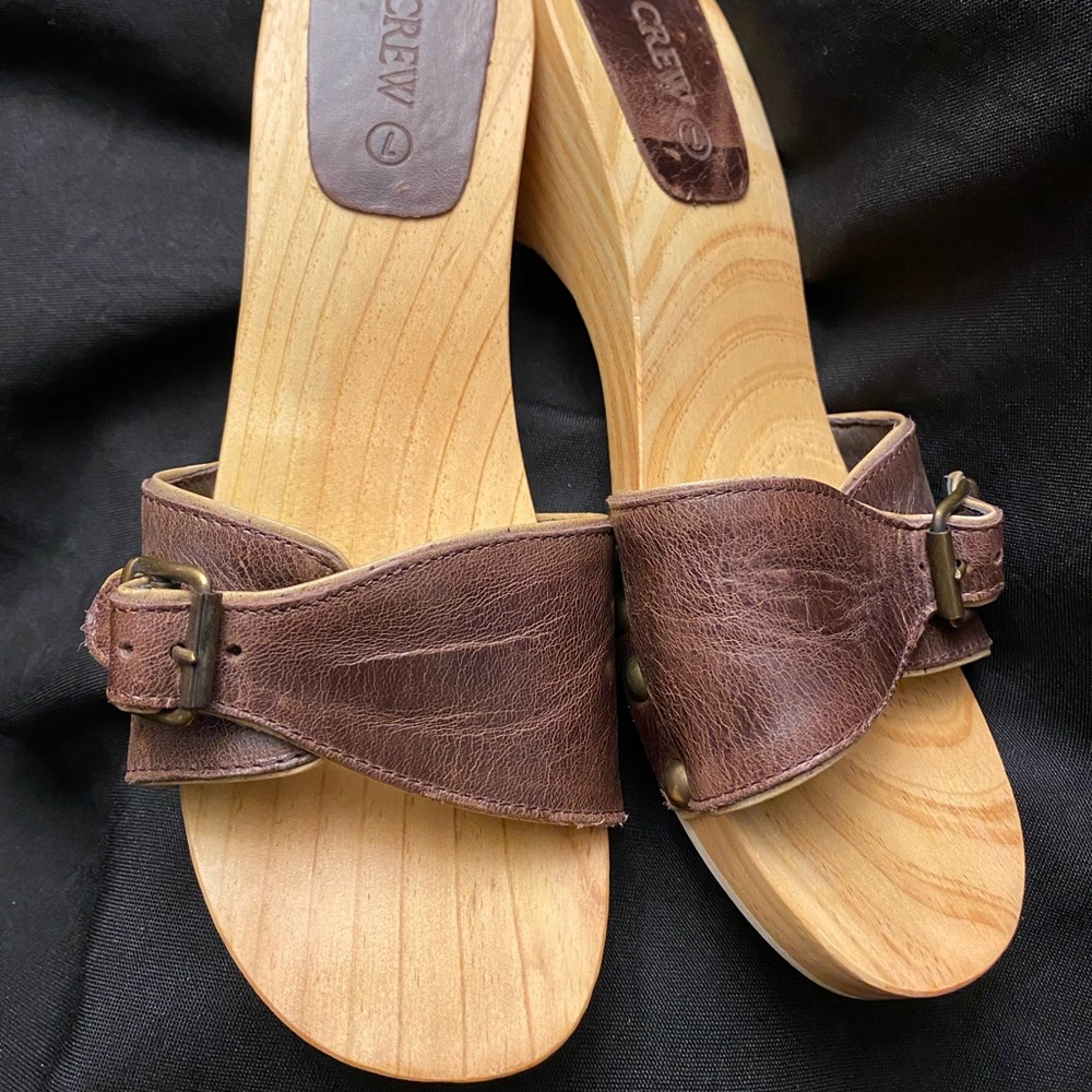 J.Crew-Wood Platform Sandals-Size:7